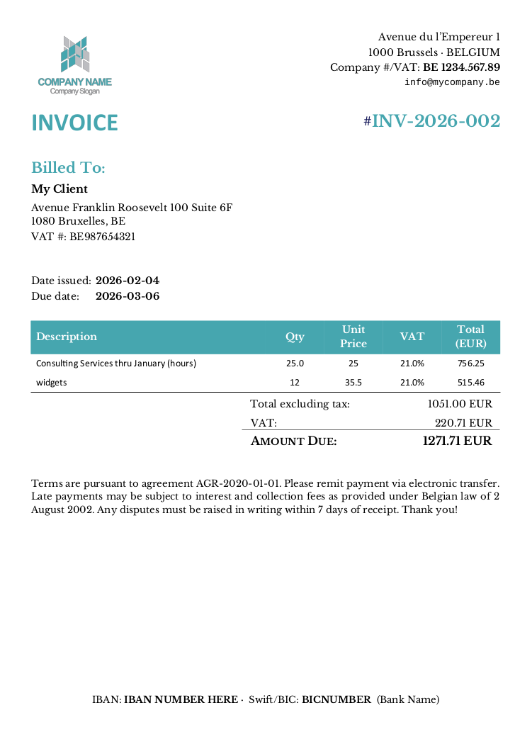 Sample human-readable invoice generated by the library